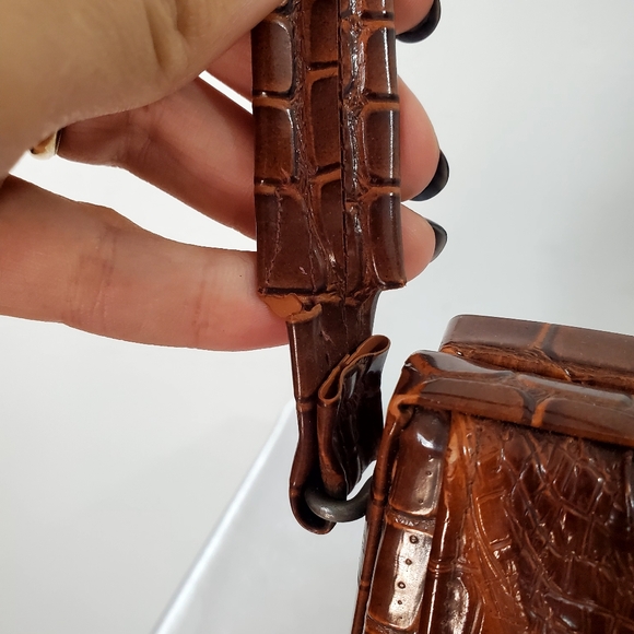 Vintage 70s Alligator Satchel Genuine Reptile Skin - Picture 4 of 12